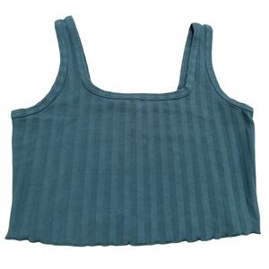 Aerie Offline‎ Ribbed Cropped Tank Top Teal Green Sleeveless Casual Size Small